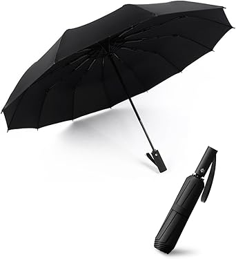 E-SMARTER 12 Ribs Windproof Travel Umbrella for Rain, Auto Open & Close Umbrella Windproof Strong, UV Blocked Compact Umbrella, Folding Travel Portable Umbrella for Men & Women
